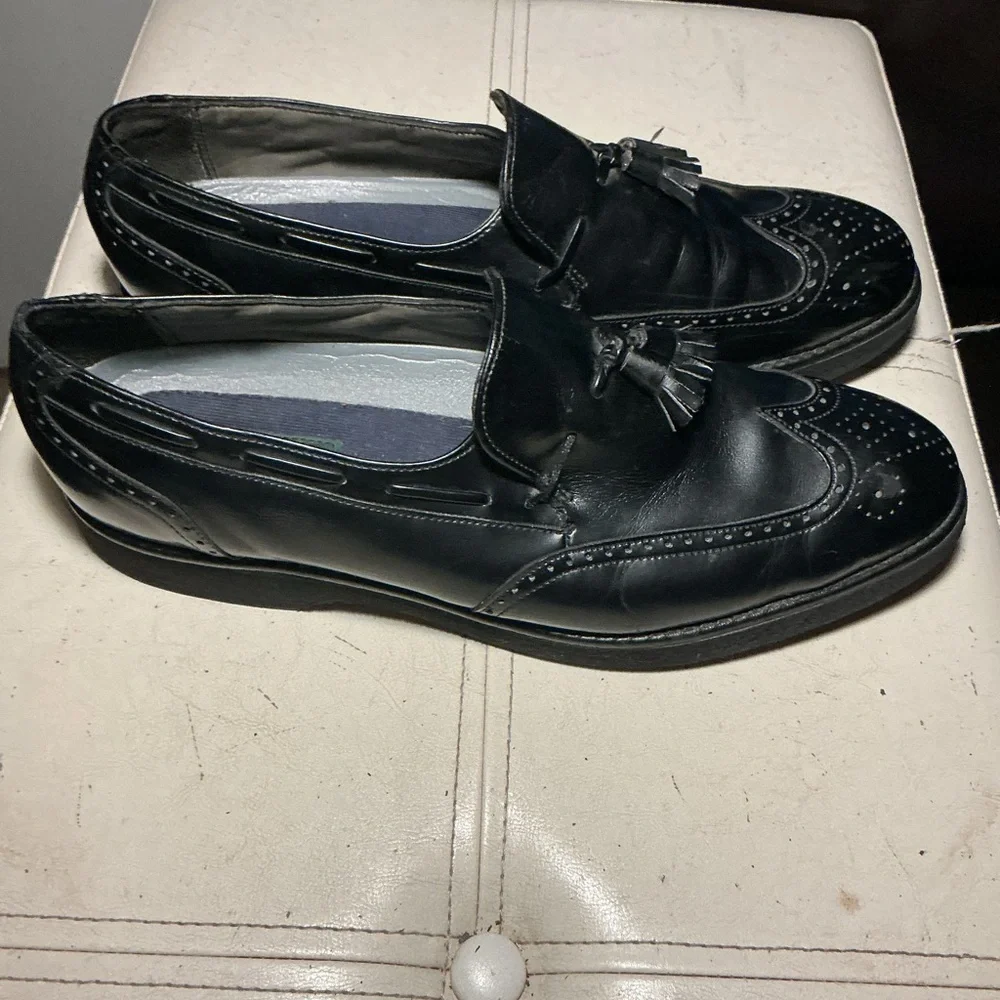 Dexter Black Leather Tassel Brogue Loafers